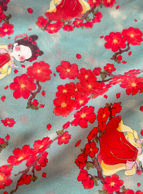 直播一米价60支人造棉轻薄9088棉绸梅花女孩透气夏天薄款面料