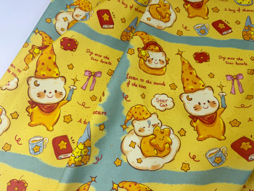 （版权花色）全棉8安帆布高密星星小猫桌布背带裤外套面料