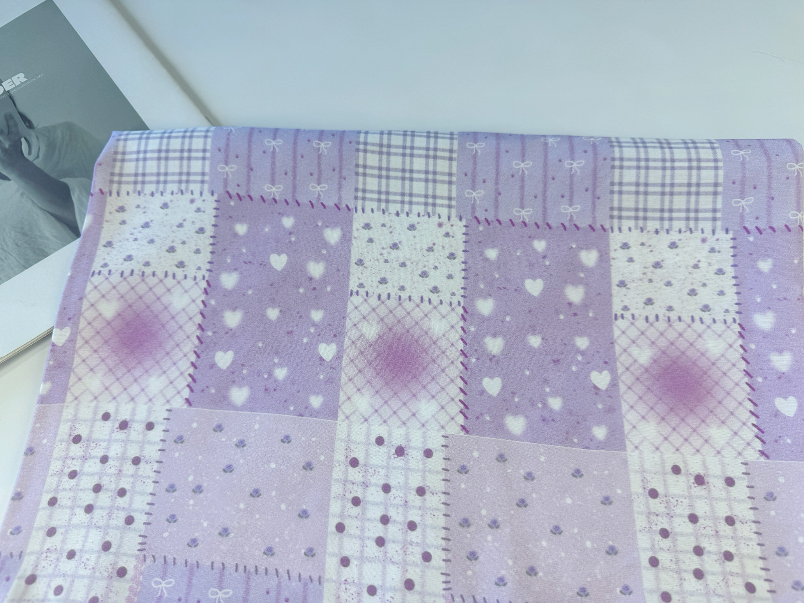 一米价锦棉90棉格子拼布紫系列洛丽塔裙肠圈衬衣娃衣布料