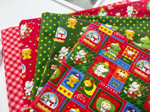 版权花色全棉8安帆布和府绸拼布圣诞狗狗系列包包桌布背带裤外套