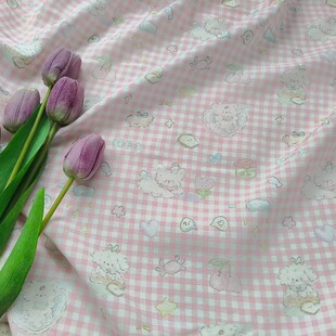 直播一米价60支人造棉轻薄9088棉绸粉底小狗透气夏天薄款面料