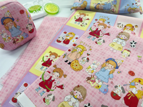 独家版权花色全棉8安帆布水果女孩系列包包肠圈桌布背带裤外套料