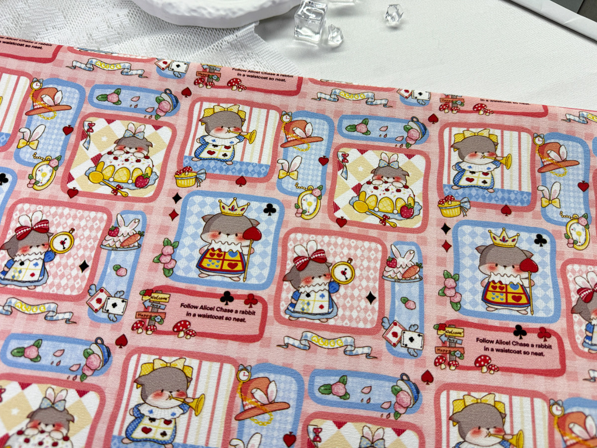 独家版权花色全棉8安帆布拼布爱丽丝鼠鼠包包桌布背带裤外套布料