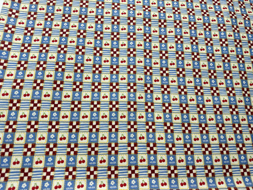 全棉8安帆布高密丝光帆布格子樱桃包包外套桌布手工数码布料