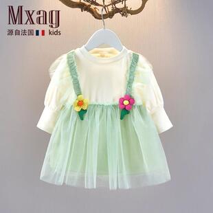 MXAG女童裙子春季洋派女宝时髦宝宝春装上衣公主春天衣服小女孩外