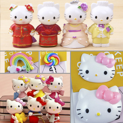 KT猫饰品配件 hello kitty 凯蒂猫模型公仔摆件蛋糕装手机壳配件