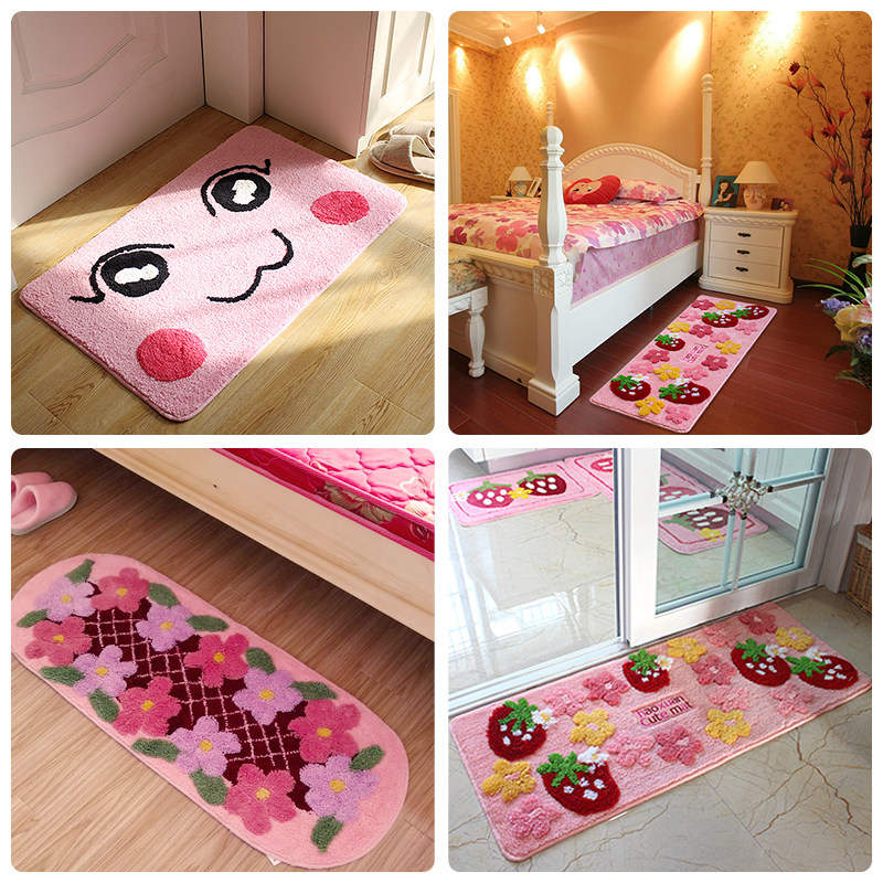 可爱草莓卧室床前地垫浴室吸水门垫家用进门防滑脚垫子床边地毯女,居家布艺,家用脚垫,淘宝优惠券,粉丝福利购,淘宝优惠卷