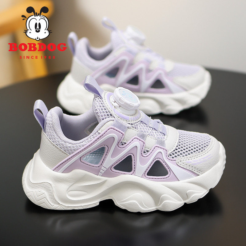 巴布豆童鞋女童框子鞋夏季镂空透气网眼鞋软底白色鞋儿童运动凉鞋