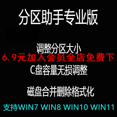 分区助手专业版/硬盘分区软件/C盘容量调整/磁盘合并删除格式化