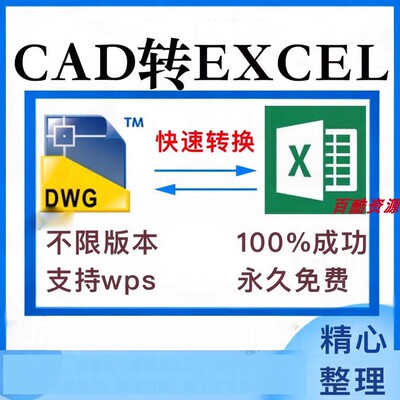 cad转excel表格插件软件工具dwg提取文字xls格式编辑图纸转换WPS