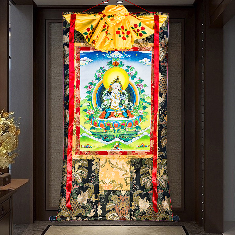 唐卡刺绣布料装裱西藏唐卡装饰挂画金刚萨埵唐卡1.5m