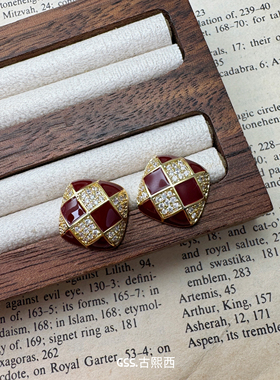 GSS外饰｜品牌原单小众设计感棋盘格耳钉925银针菱格耳环耳饰品女