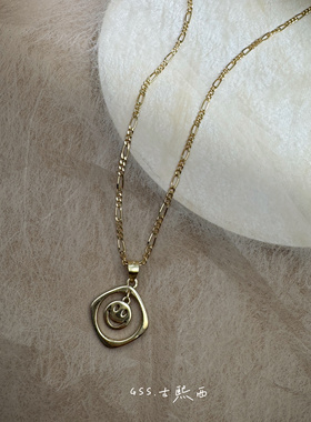 古熙西外饰｜潮牌原单925银包18K金笑脸项链女简约百搭镂空锁骨链