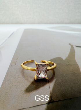 GSS｜外贸原单925银包18K金质感精致方形锆石戒指小方糖AAA锆石