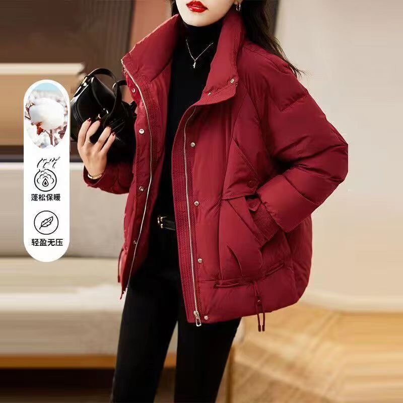 红色羽绒棉服女款2025新款爆款冬季棉袄大码加厚棉服加厚洋气