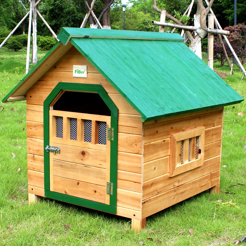 FIBER范博包邮绿色屋顶室外防雨环保实木彩色顶狗屋猫窝宠物别墅