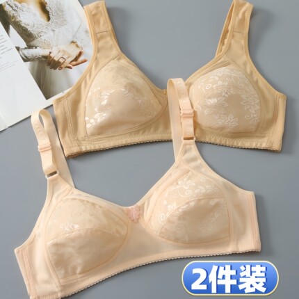 夏季薄款老式纯棉透气中老年内衣无钢圈无海绵文胸妈妈大码胸罩