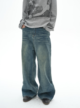 POH DENIMS 旋星袋绣 90S摩登深蓝 直筒裤型 水洗做旧 牛仔长裤