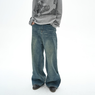 90S摩登深蓝 直筒裤 型 POH 牛仔长裤 旋星袋绣 水洗做旧 DENIMS