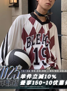 POH 24AW 美式菱格足球服摇滚起点blokecore长袖速干复古风球服