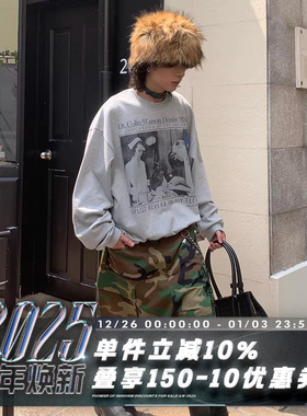 POH 24AW 德国60S牙医诊所胶片405g印花boxy长袖圆领打底卫衣