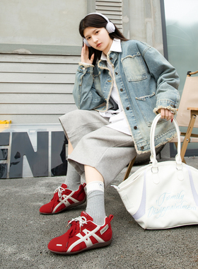 超火内增高德训鞋女2026春夏新款红色百搭板鞋赛车鞋休闲运动鞋