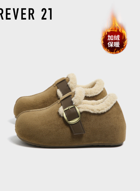 F21内增高勃肯鞋女2025新款冬季加绒加厚懒人时尚保暖豆豆鞋单鞋