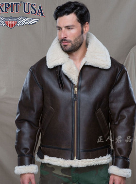 美国原产cockpit B3皮毛一体皮衣复古1934款飞行夹克厚重保暖防寒