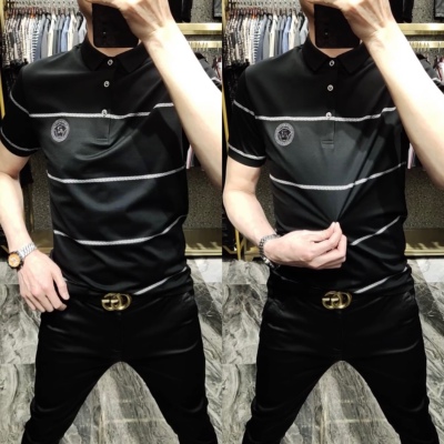 欧洲站条纹T恤夏季短袖POLO衫