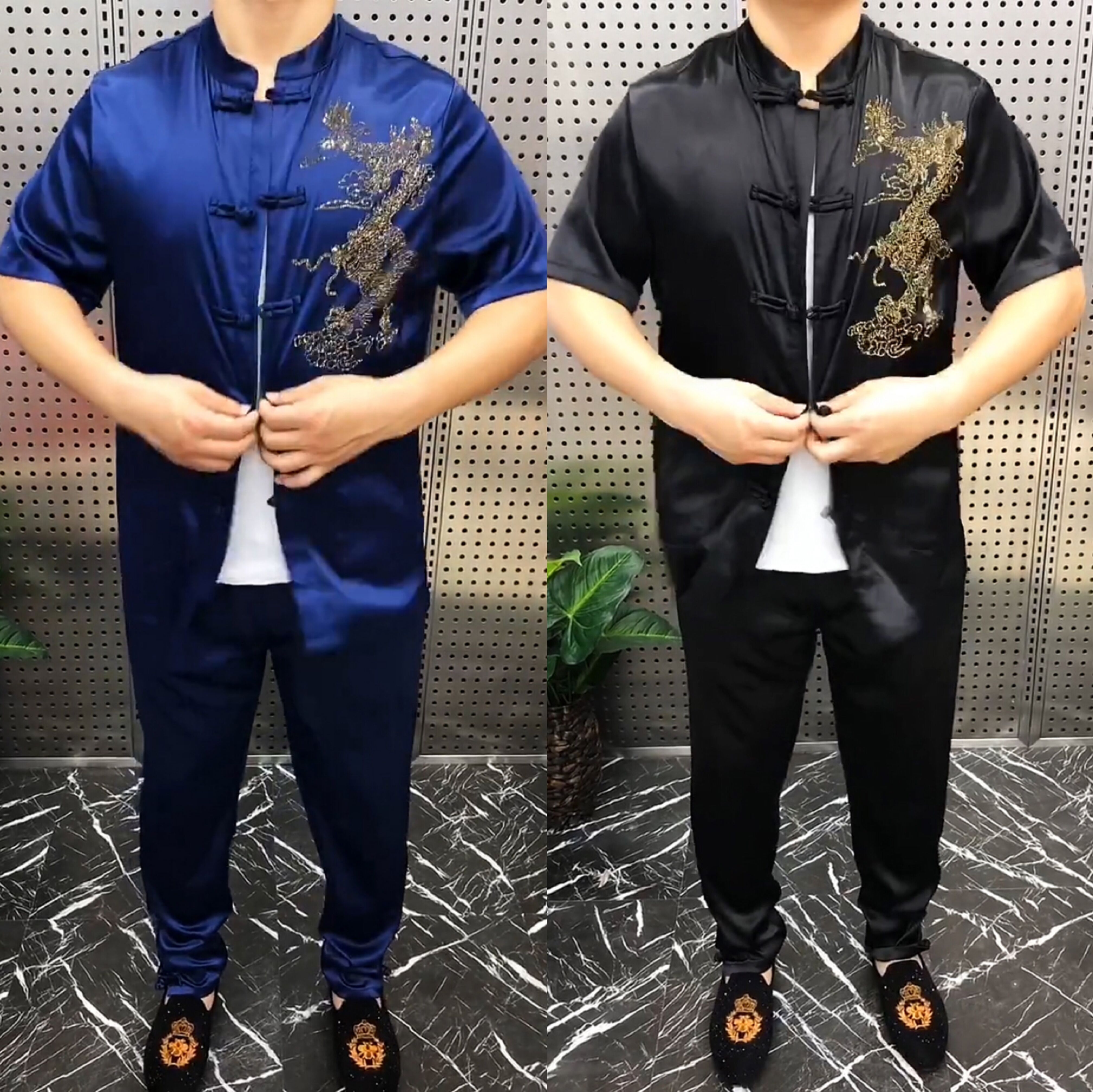 男士新款薄料两件套休闲套装