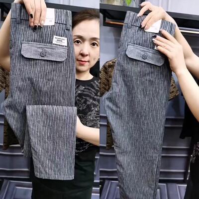 春夏季灰色条纹商务休闲裤男长裤