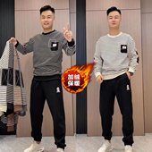 新款 长袖 条纹卫衣时尚 2705秋冬男士 T恤宽松加绒保暖男生上衣小衫