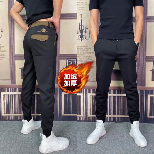 加厚小脚修身冬季带绒保暖裤子