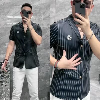 欧洲站夏季夏季便服单西条纹西服