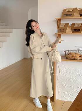 2026春秋季大码洋气减龄遮肚显瘦套装女穿搭背心裙子两件套胖mm