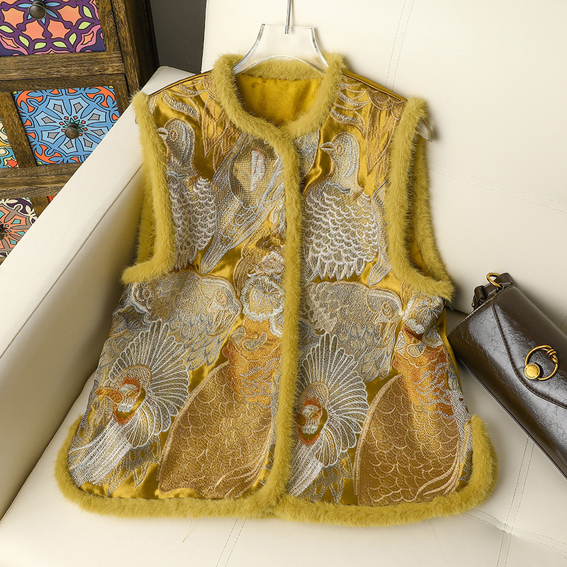 批发秋冬夹棉保暖国风马甲女新中式唐装坎肩格格装复古马夹背心