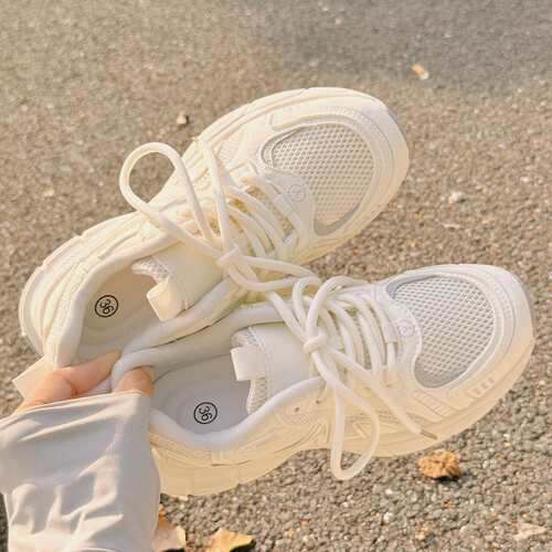 夏季女鞋透气老爹鞋女厚底小白鞋网面网鞋优步F2428一件代发