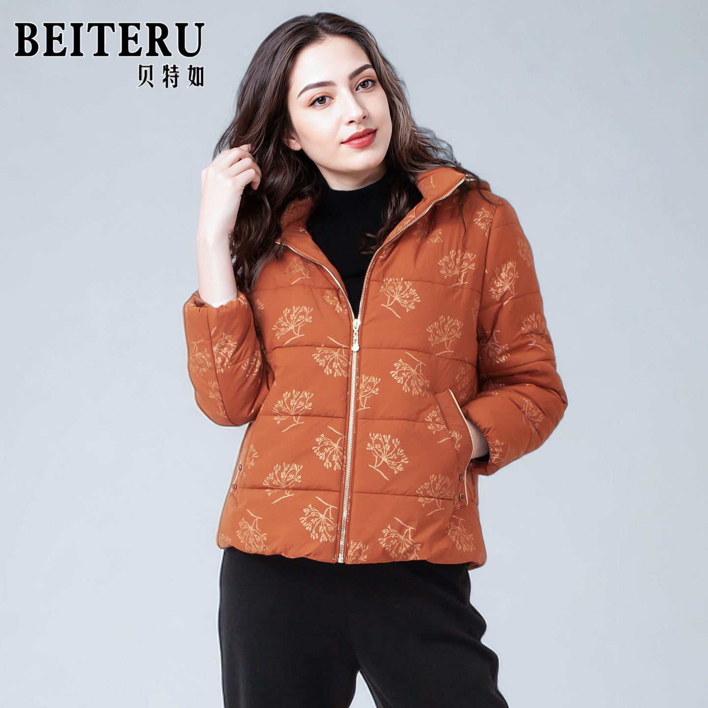 贝特如长袖时尚洋气连帽外套