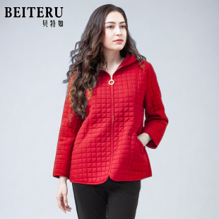 中老年女士连帽外套EE 洋气减龄轻薄款 贝特如棉服小棉袄妈妈装 冬季