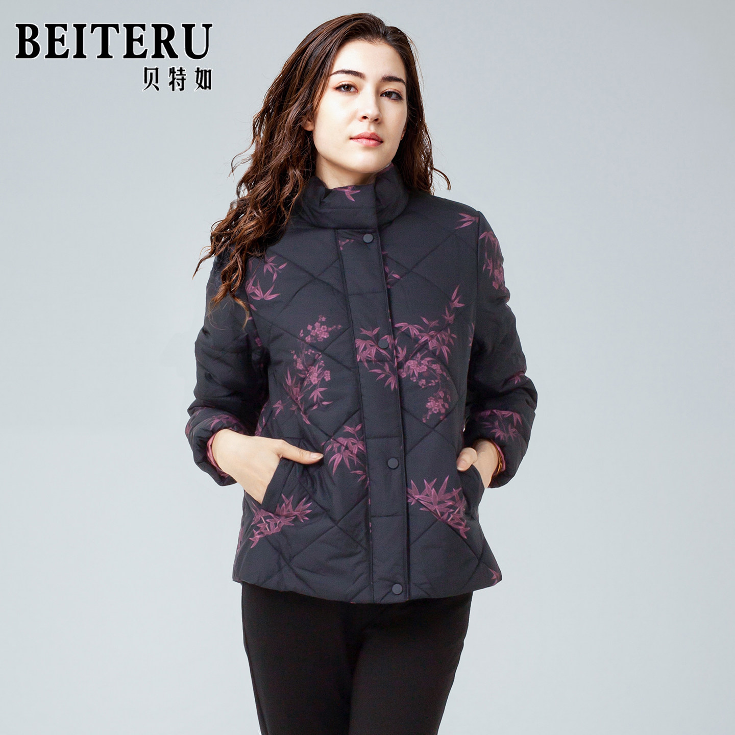 贝特如驼绒服女士冬季妈妈装立领中老年棉袄优雅减龄保暖外套ES - 欧玛奇服饰专营店出品