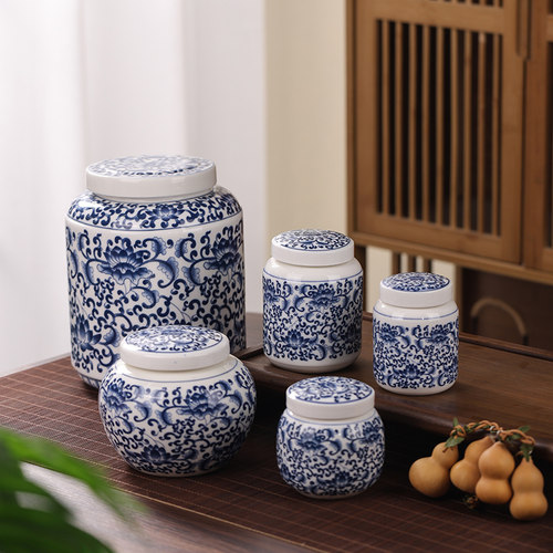 青花瓷旋膏方罐中药罐蜂蜜罐