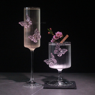 蝴蝶造型鸡尾酒杯氛围个性矮脚调饮杯异形调酒杯子香槟杯气泡酒杯