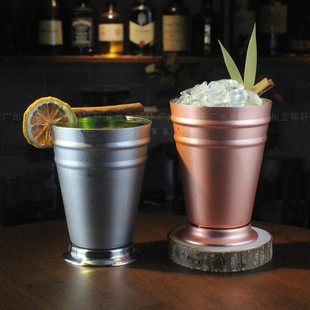 薄荷朱丽普杯金属鸡尾酒杯不锈钢莫吉托调酒杯个性Mint Julep Cup