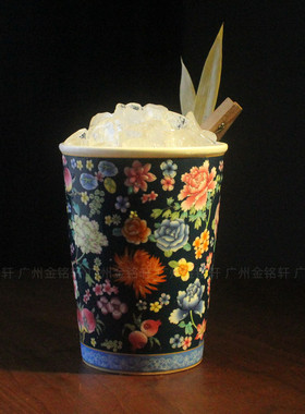 薄荷朱丽普杯个性调酒中国风陶瓷鸡尾酒杯宫廷风珐琅彩花纹酒杯子