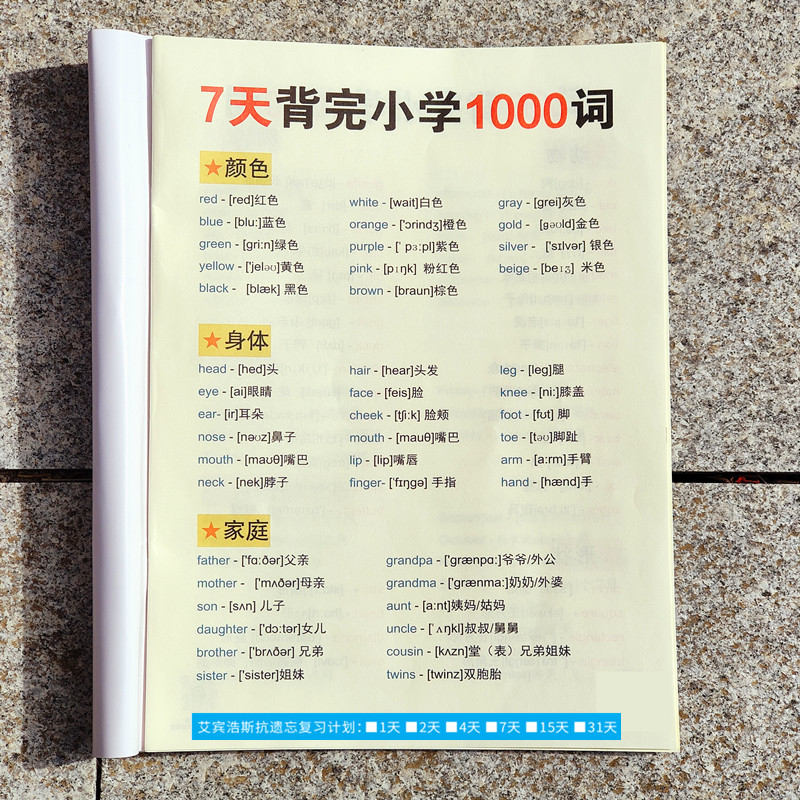 7天1000词总表背诵和默写练习本图片