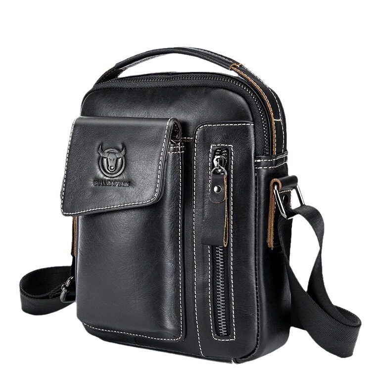 牛船长皮具头层牛皮单肩斜挎包 男软真皮竖款手机小号大容量新款
