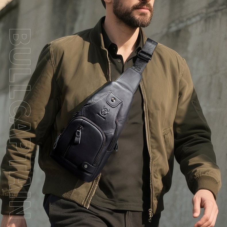 头层牛皮高级感潮流男士包 真皮轻便新款大容量多功能斜挎单肩包