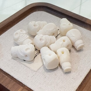 天然驼骨三通雕刻阿呆文玩配件藏式佛珠手串隔珠手串项链配饰