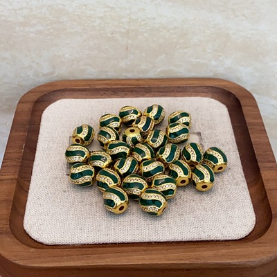 纯铜镶钻天珠鲁班珠桶珠醒狮富甲龙头无相星球珠文玩配件时尚饰品