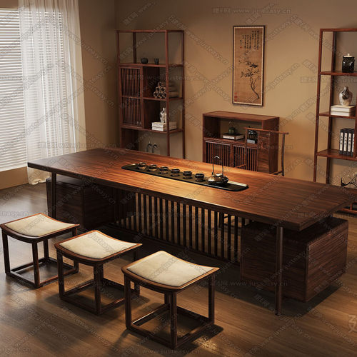 新中式实木茶桌客厅茶台实木茶桌泡茶台功夫茶台定制茶桌椅子组合